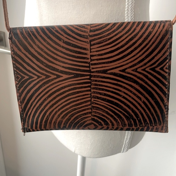 Leather Envelope style bag, Handmade & Painted - Picture 3 of 7